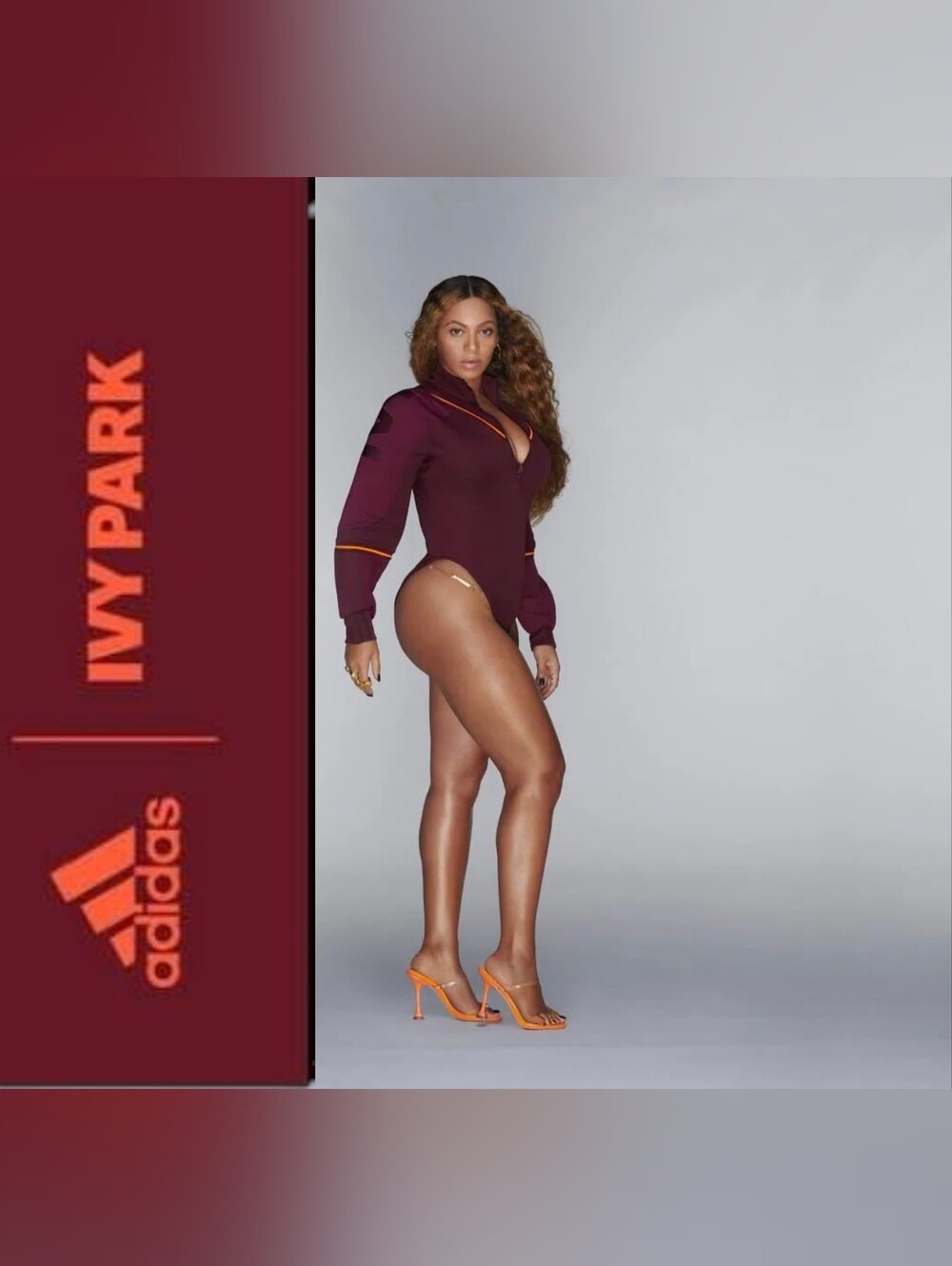 IVY PARK x adidas Track Bodysuit Long Sleeve MockNeck Maroon Red Solar Orange XL